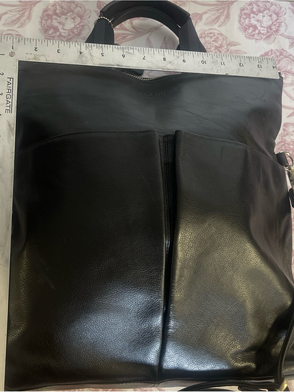 COACH LEATHER CHARLES FOLDOVER TOTE BAG UNISEX  BLACK - Picture 3 of 16